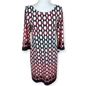APT.9 RED,WHITE, & BLACK SHIFT DRESS SZ.M NWT